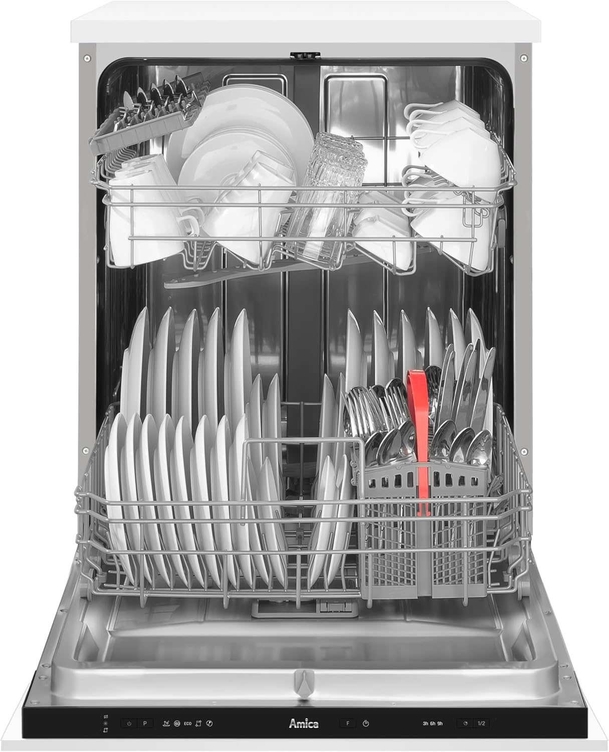 Amica EGSPV 597 201 Einbau-Geschirrspüler / 60 cm / vollintegrierte Spülmaschine (ohne Möbelfront) / 12 Maßgedecke / 5 Programme / Besteckkorb