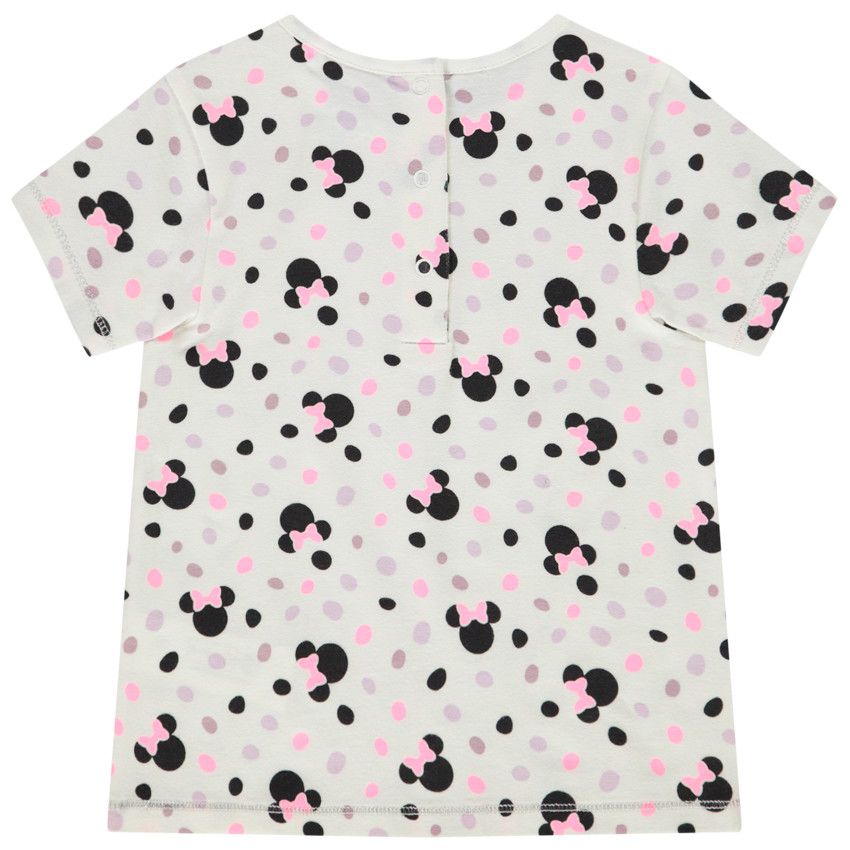 T-shirt manches courtes Minnie Disney pour bébé fille - Ecru