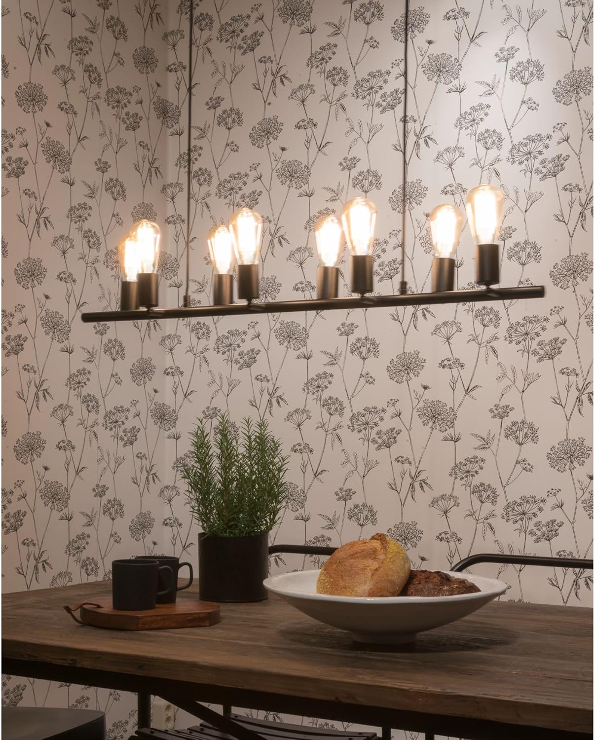 it's about RoMi Hängeleuchte Miami - Schwarz - 105x15x9cm - 8L - Andere - Metall - Hängelampe & Pendellampe - Lampe Wohnzimmer & Schlafzimmer - Pendelleuchte Esstisch
