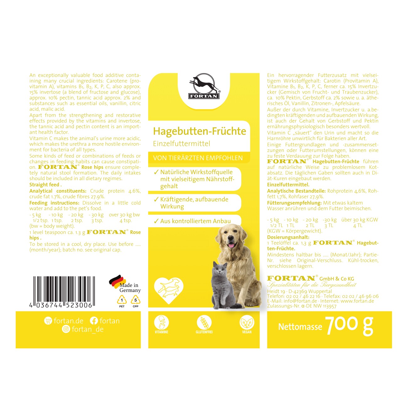 Fortan Hagebutten-Früchte Pulver 700 g