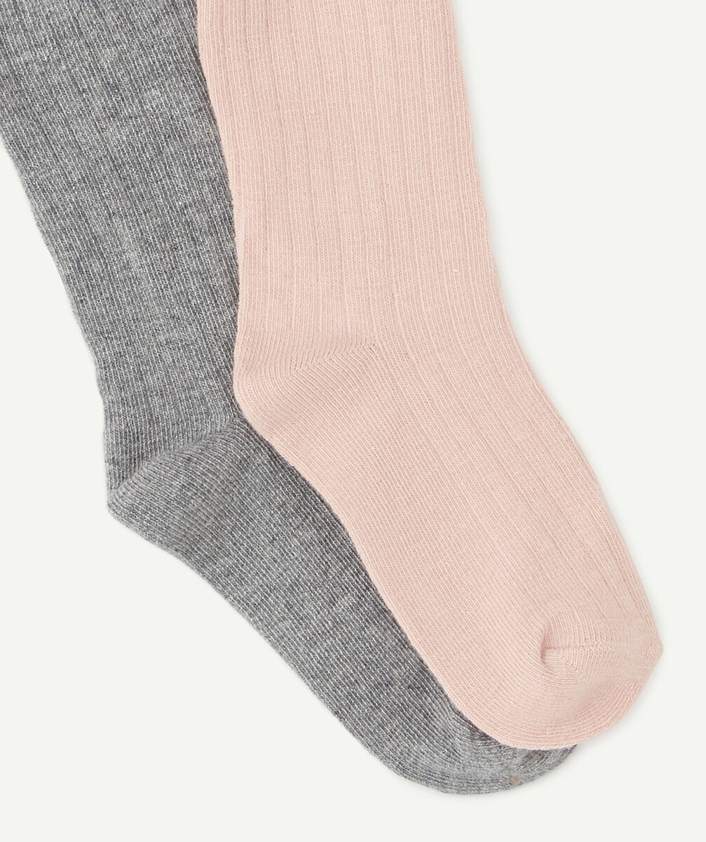 LES 2 PAIRES DE COLLANTS ROSE ET GRIS