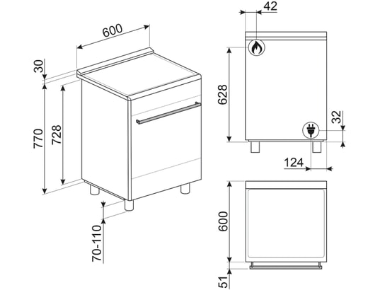 SMEG - Cuisiniere gaz GP61BL9