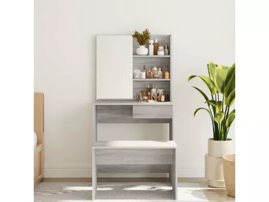 Coiffeuse avec miroir Sonoma gris 74,5x40x141 cm