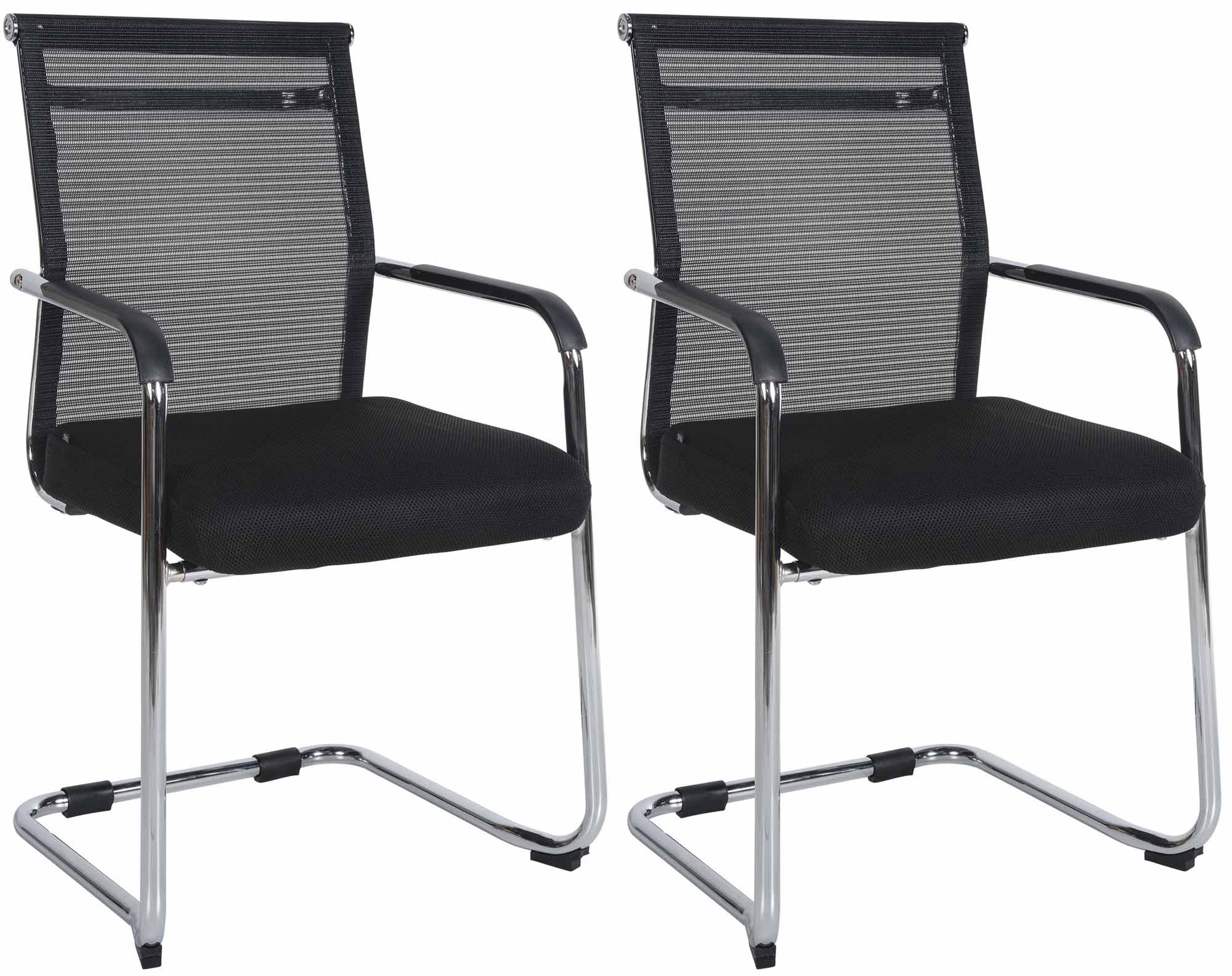 CLP 2er Set Besucherstühle Denny Mit Polsterung Und Netzbezug I Freischwinger Mit Metallgestell Und Armlehnen