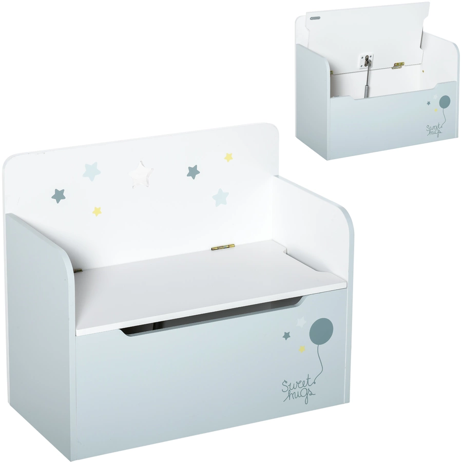 HOMCOM Kinderbank mit Stauraum hellblau