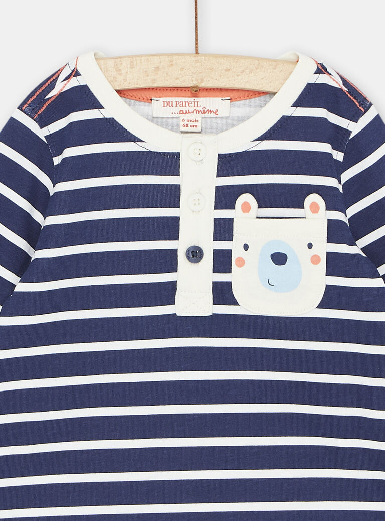 T-shirt bleu foncé et blanc à rayures bébé garçon