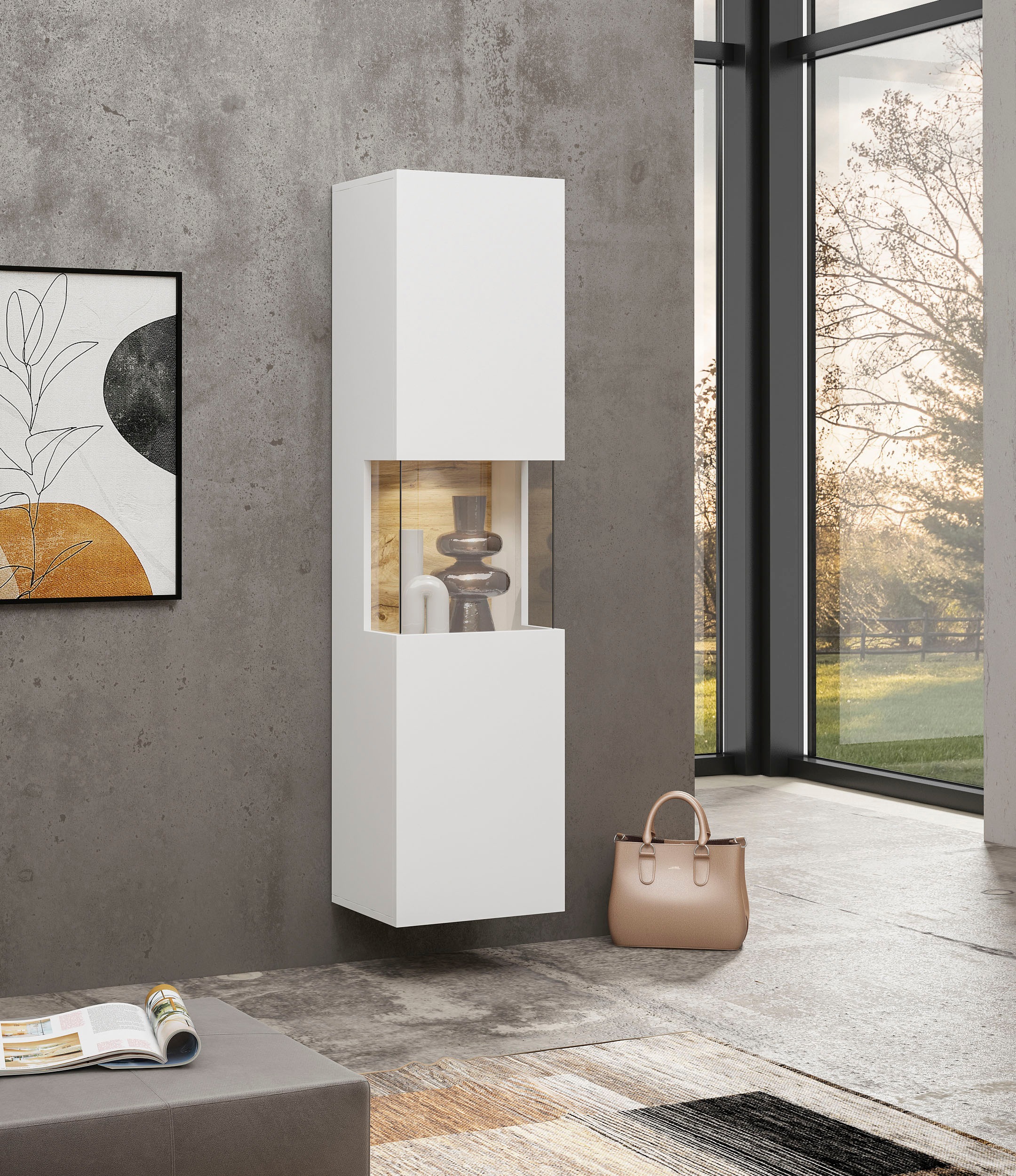 INOSIGN Wohnwand »Ava, Wohnzimmer-Set hängend/stehend montierbar, Vitrine, Lowboard«