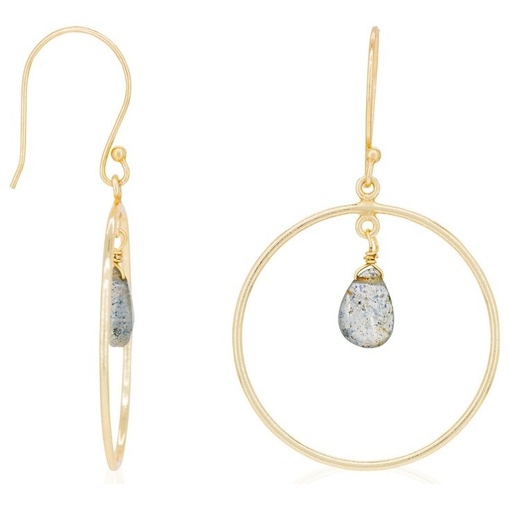 Boucles d'oreilles Véro - Laiton doré & labradorite bleue