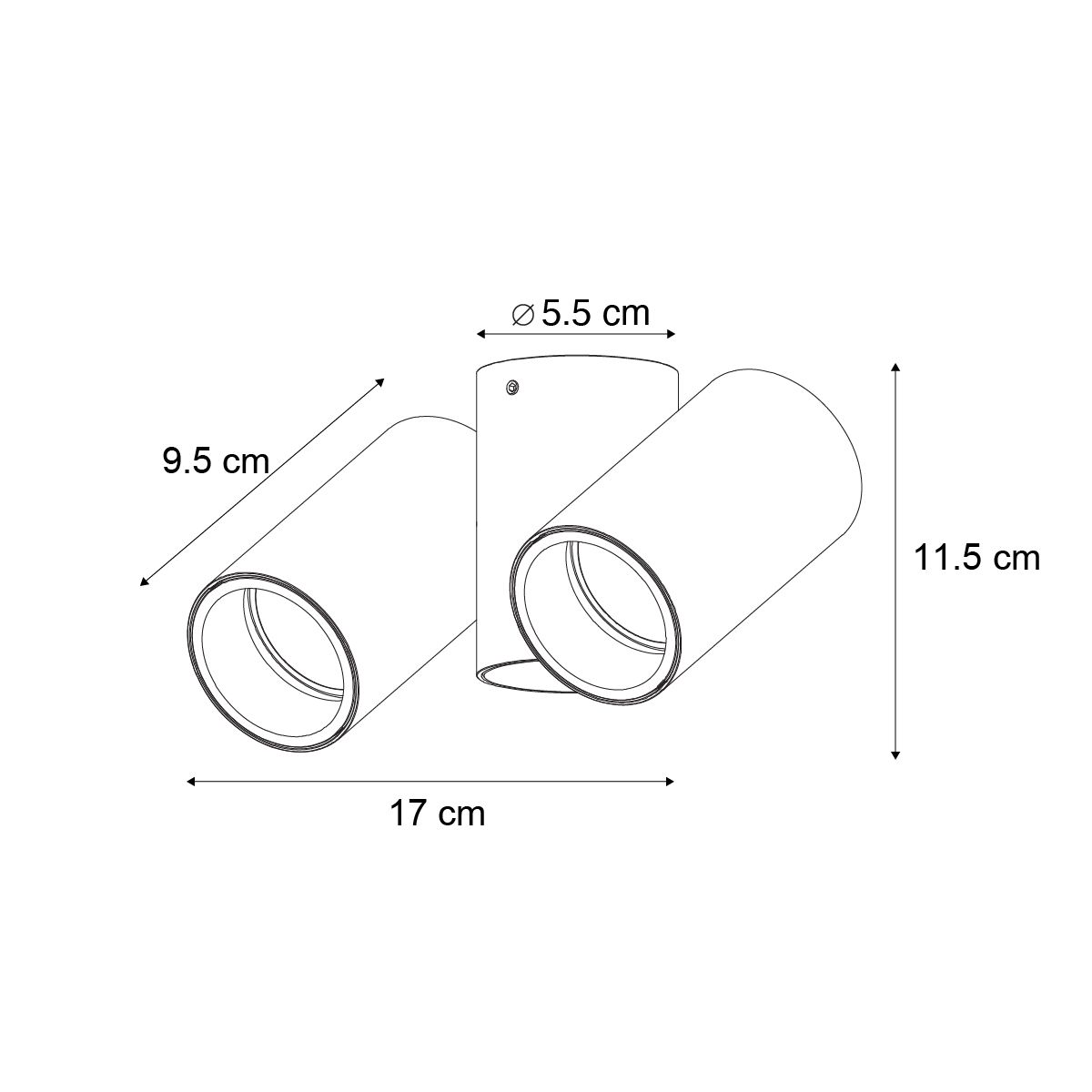 Design opbouwspot gunmetal GU10 50mm 2-lichts kantelbaar - Michael