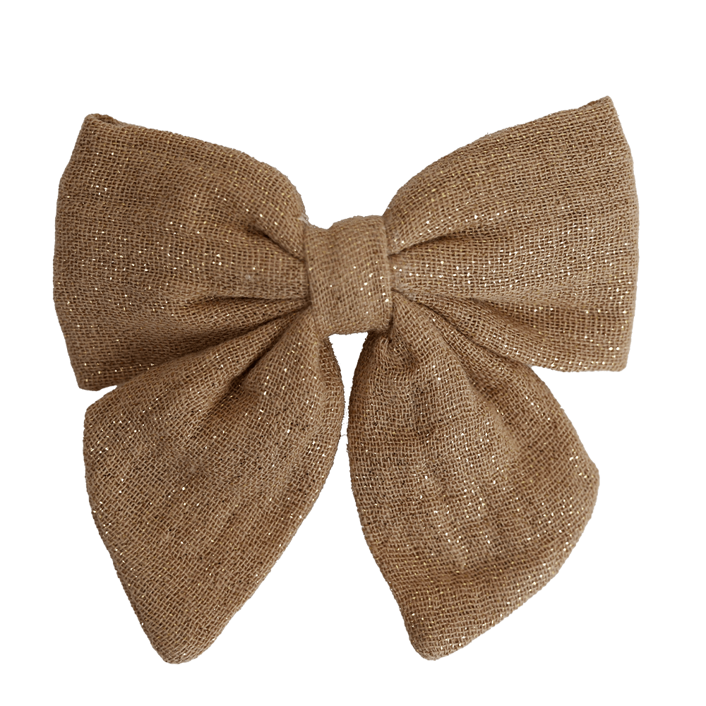 Barrette Noeud Papillon Gaze Pailletée Camel