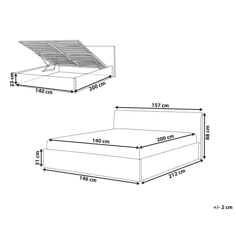 ORBEY - Bed met opbergruimte - Beige - 140 x 200 cm - Bouclé