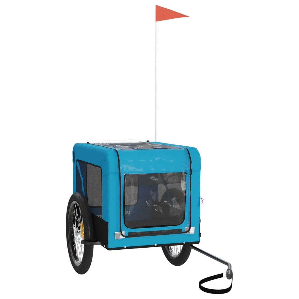 vidaXL Reboque para Bicicleta para Animais de Estimação em Tecido Oxford Azul e Preto
