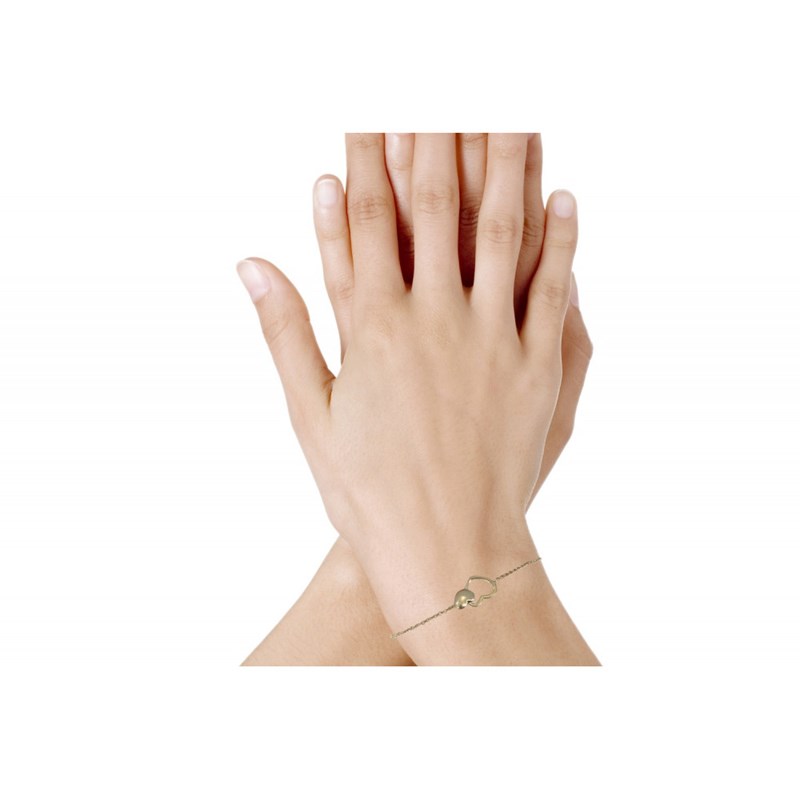 Bracelet Plaqué Or Deux Coeurs