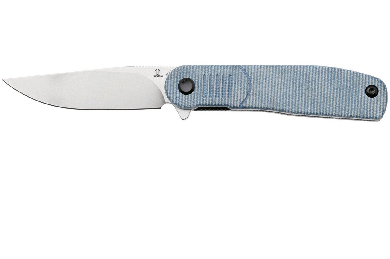 Tenable Knives Einar T2072A2 Stonewashed Nitro-V, Blue Micarta, zakmes, Justin Lundquist design