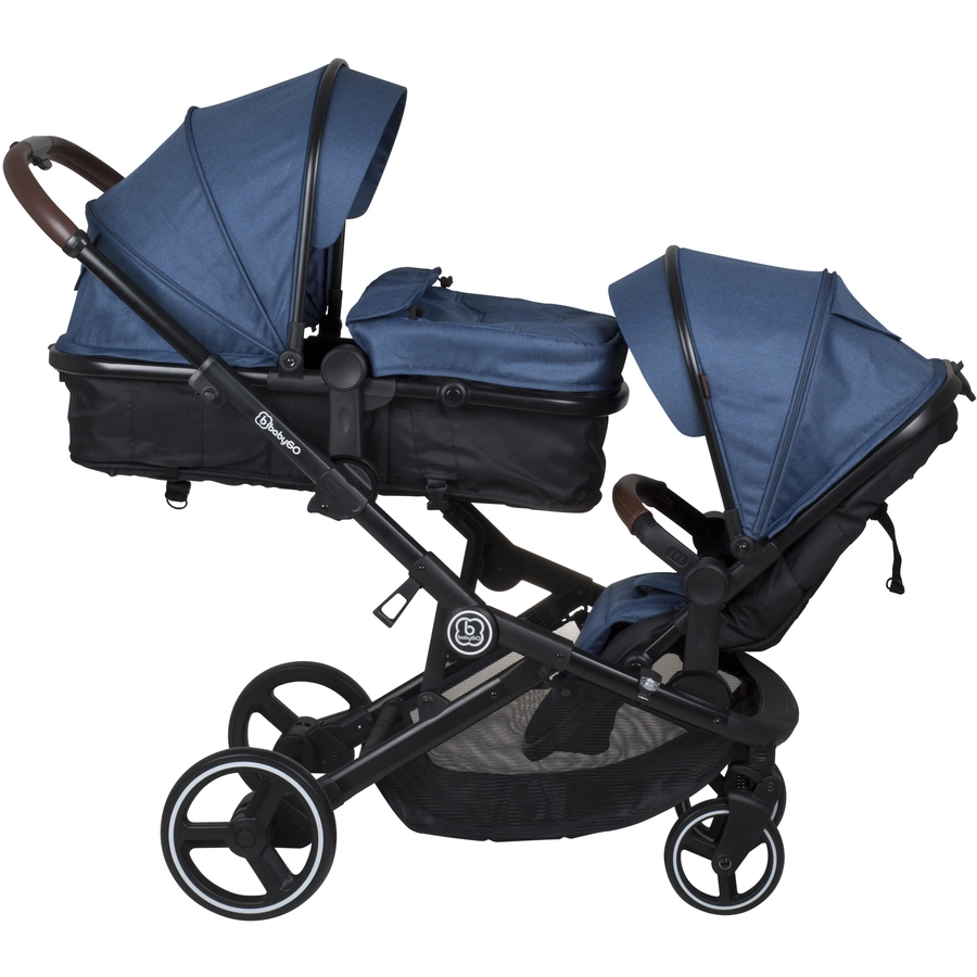 babyGO Geschwisterwagen Twinner Blue