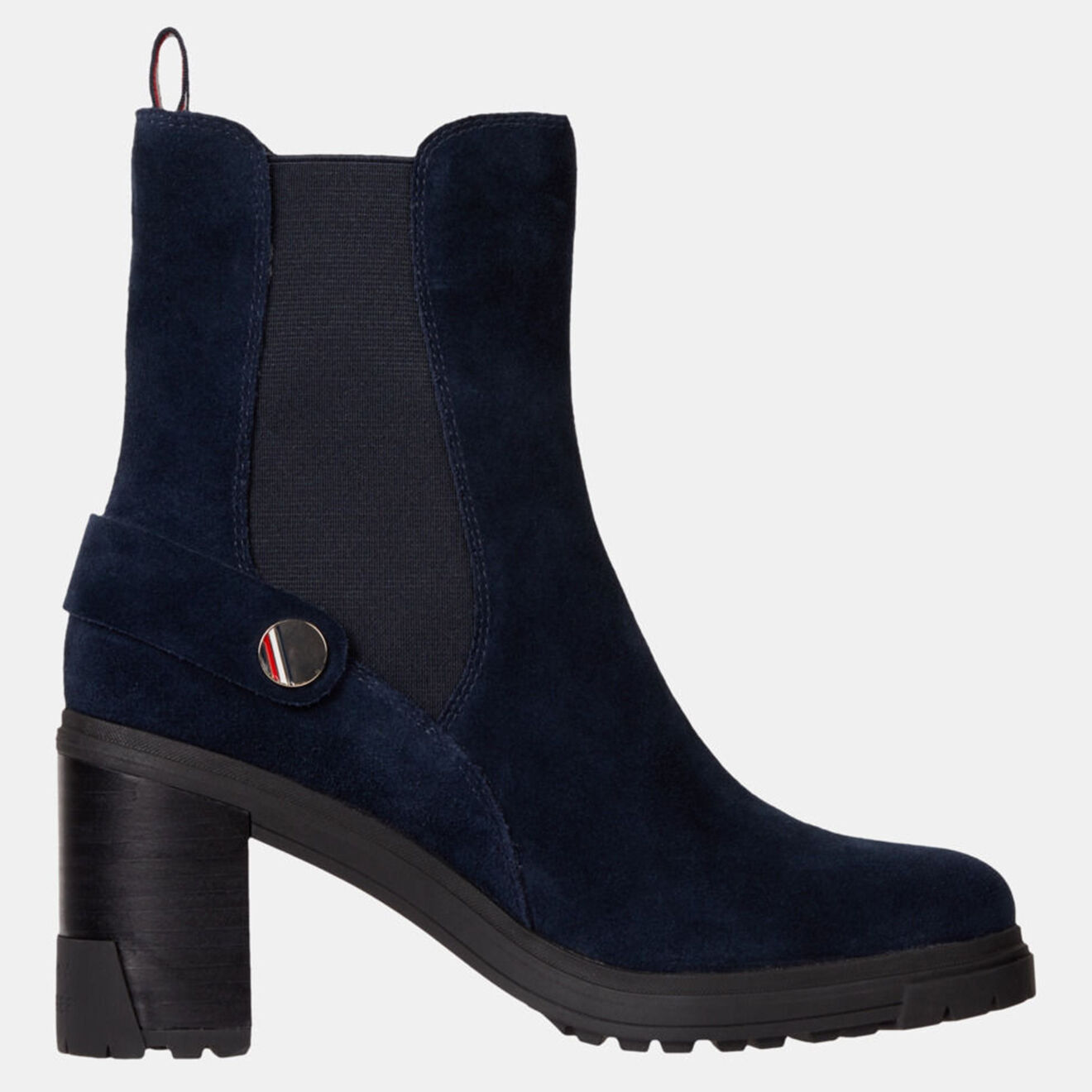 Tommy Hilfiger Chelsea boots en Velours de Cuir Bijoux bleu marine - Talon 8 cm