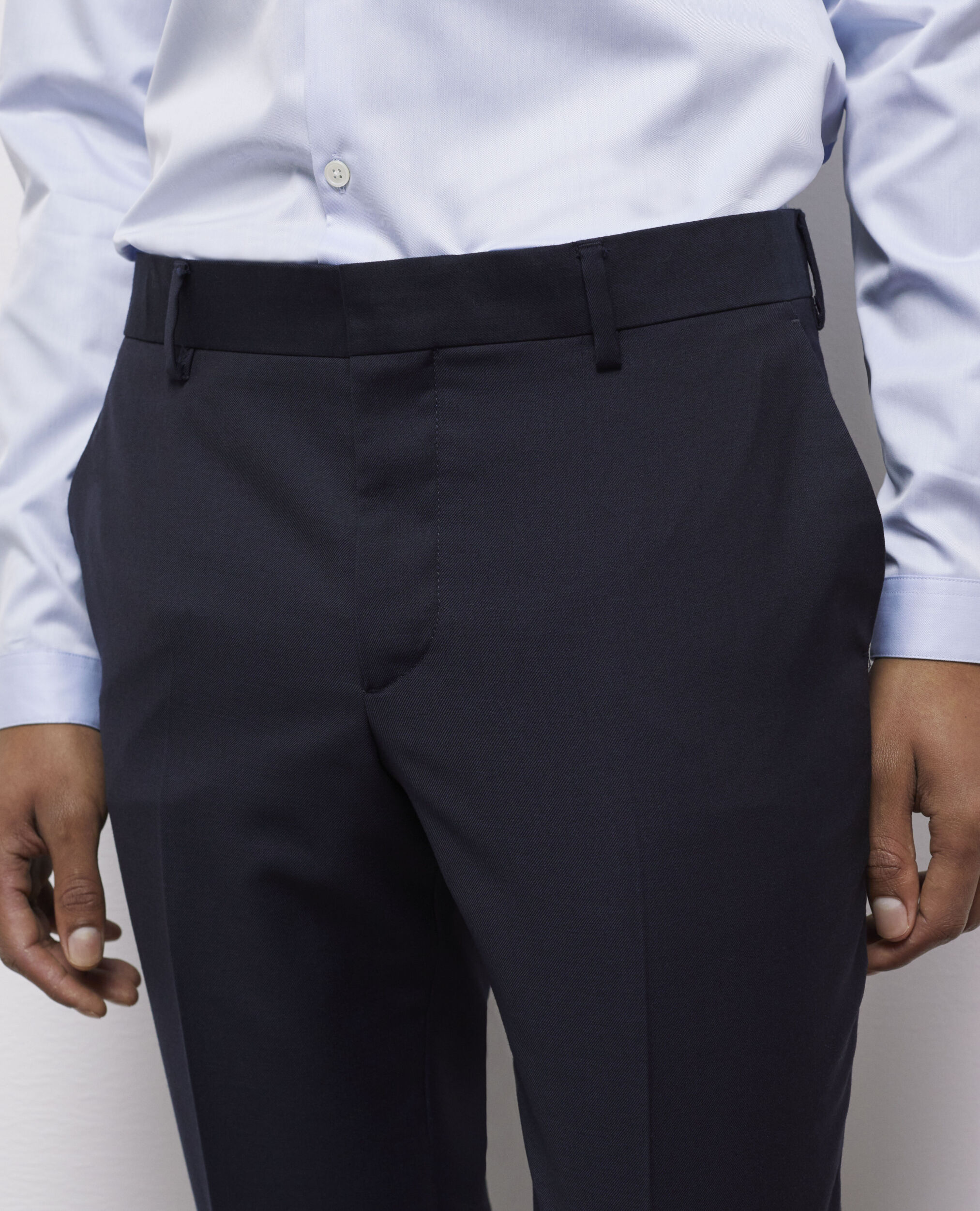 Pantalon de costume en laine bleu marine