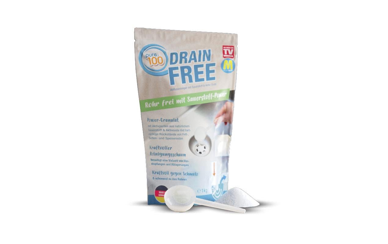 Abflussreiniger Drainfree Pure 100 1 kgNatürliches Reinigungsmittel gegen Verstopfungen im Abflussrohr