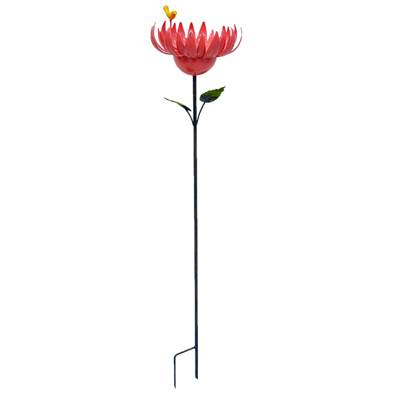 Tuteur oiseau sur fleur rouge 28x25x118cm