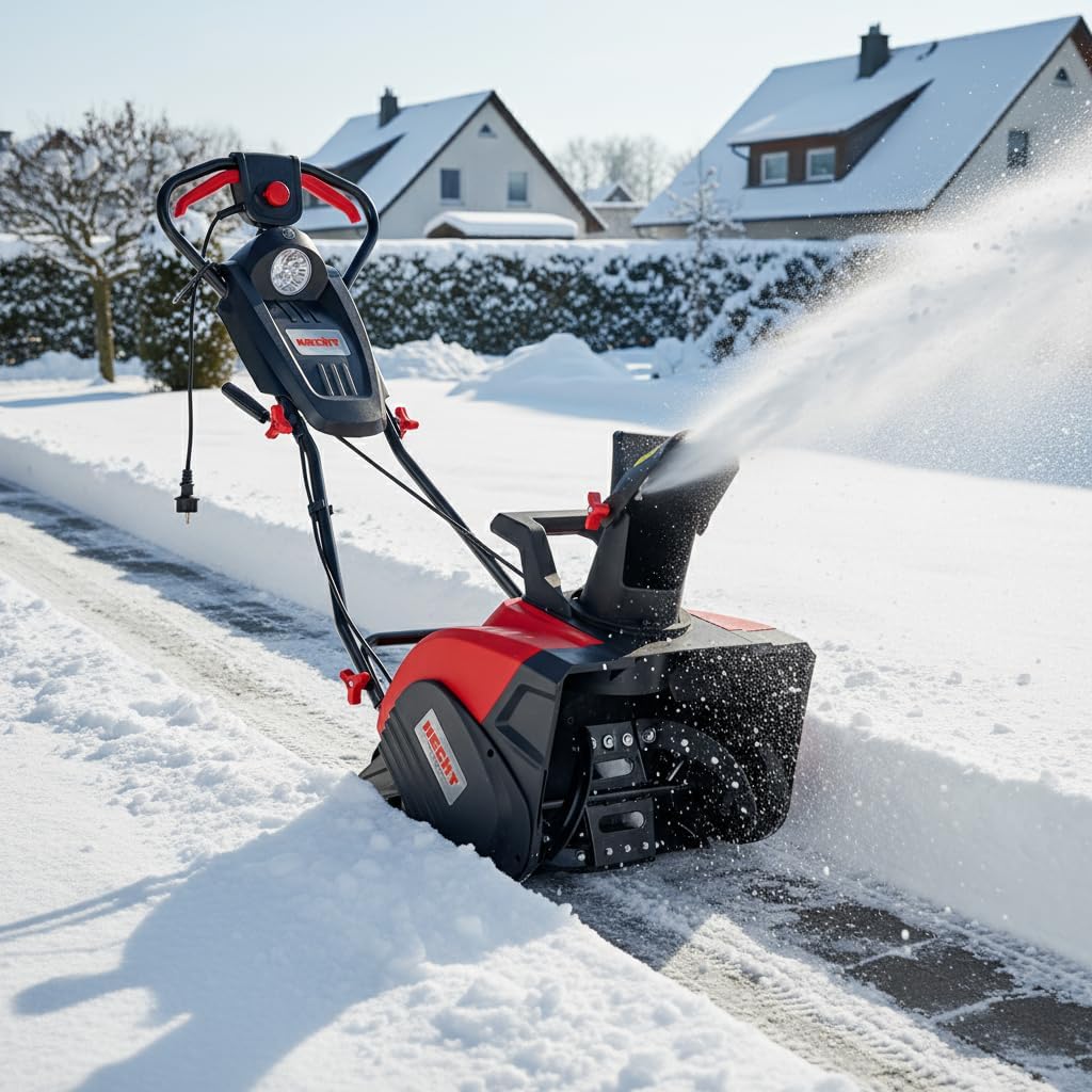 HECHT Elektro Schneefräse – leistungsstarke 2000 Watt – 51 cm Arbeitsbreite – LED-Scheinwerfer – 33 cm Arbeitshöhe – 9 m Auswurfweite – Kabelzugentlastung – 2-Hand Sicherheitsschalter