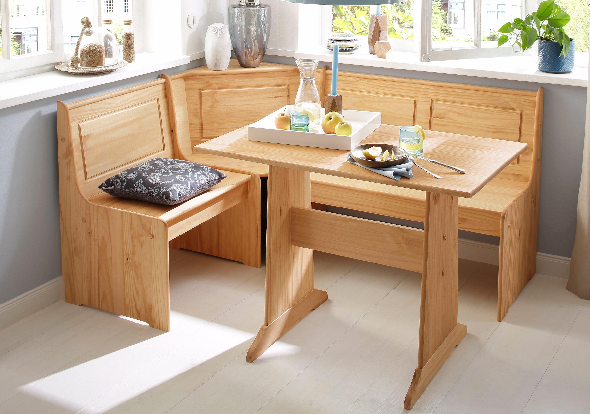 Home affaire Essgruppe »Sascha« 2 Stk. tlg. mit Tisch und Truhen-Eckbank, Massivholz,
