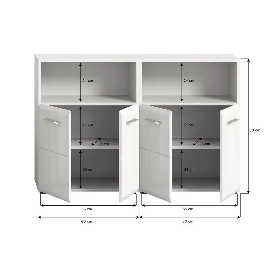 Hioshop Ice badkamer I53 wit hoogglans- wit
