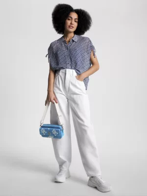Bolsa de câmera icônica em jeans com monograma