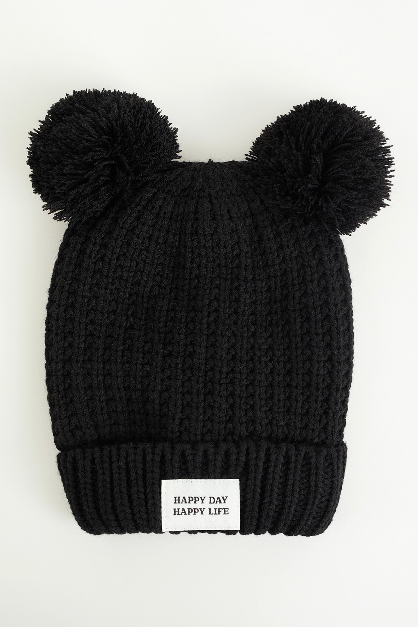 Meisjes beanie met oortjes WE Fashion Zwart