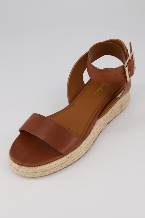 Leder-Espadrilles, Bast-Sohle, Weite-H