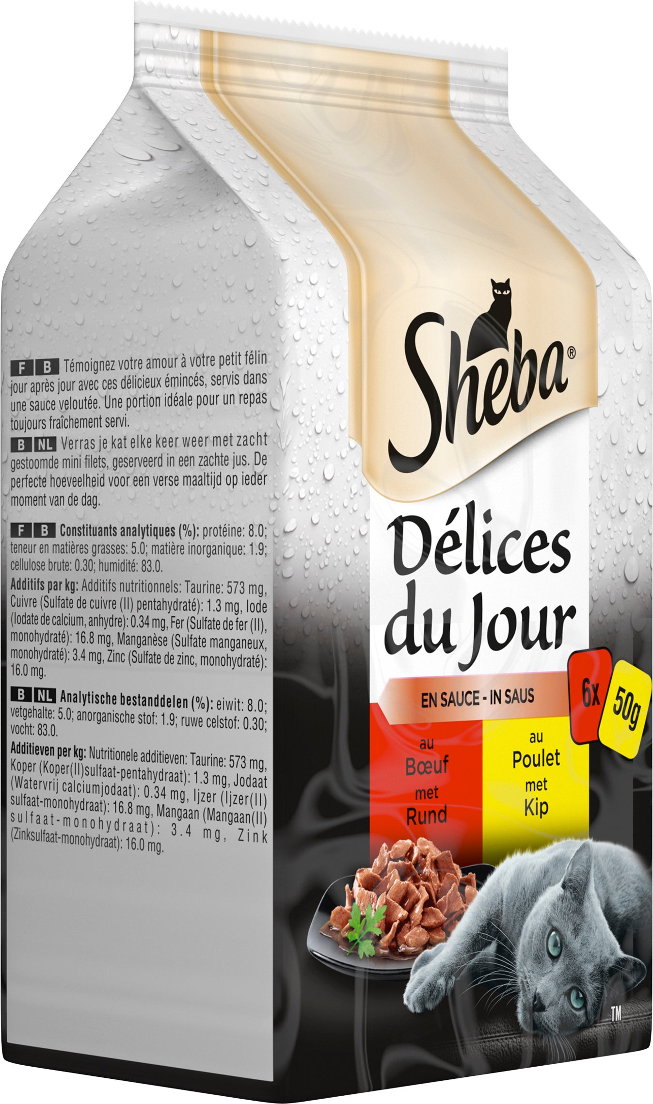 Sheba kattenvoer in saus Délices du Jour rund en kip 50 g 6 stuks