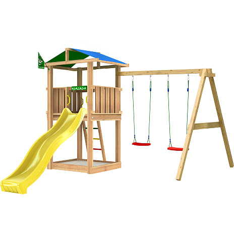 Jungle Gym Hut legetårn komplet inkl. gyngemodul ekskl. rutsjebane