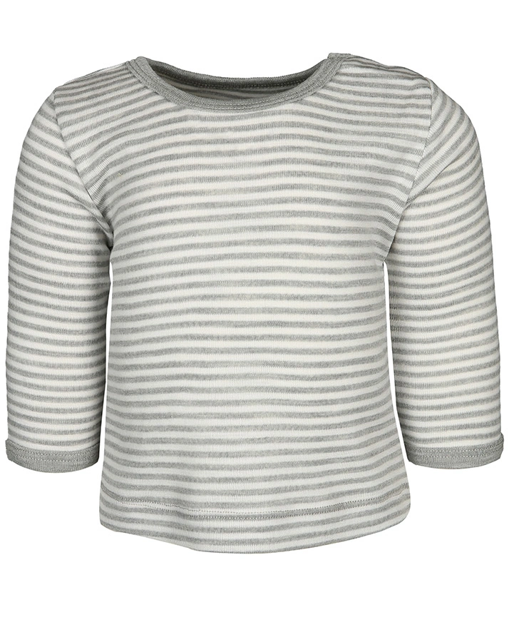 Langarm-Shirt JOY STRIBE mit Seide in grau/weiß