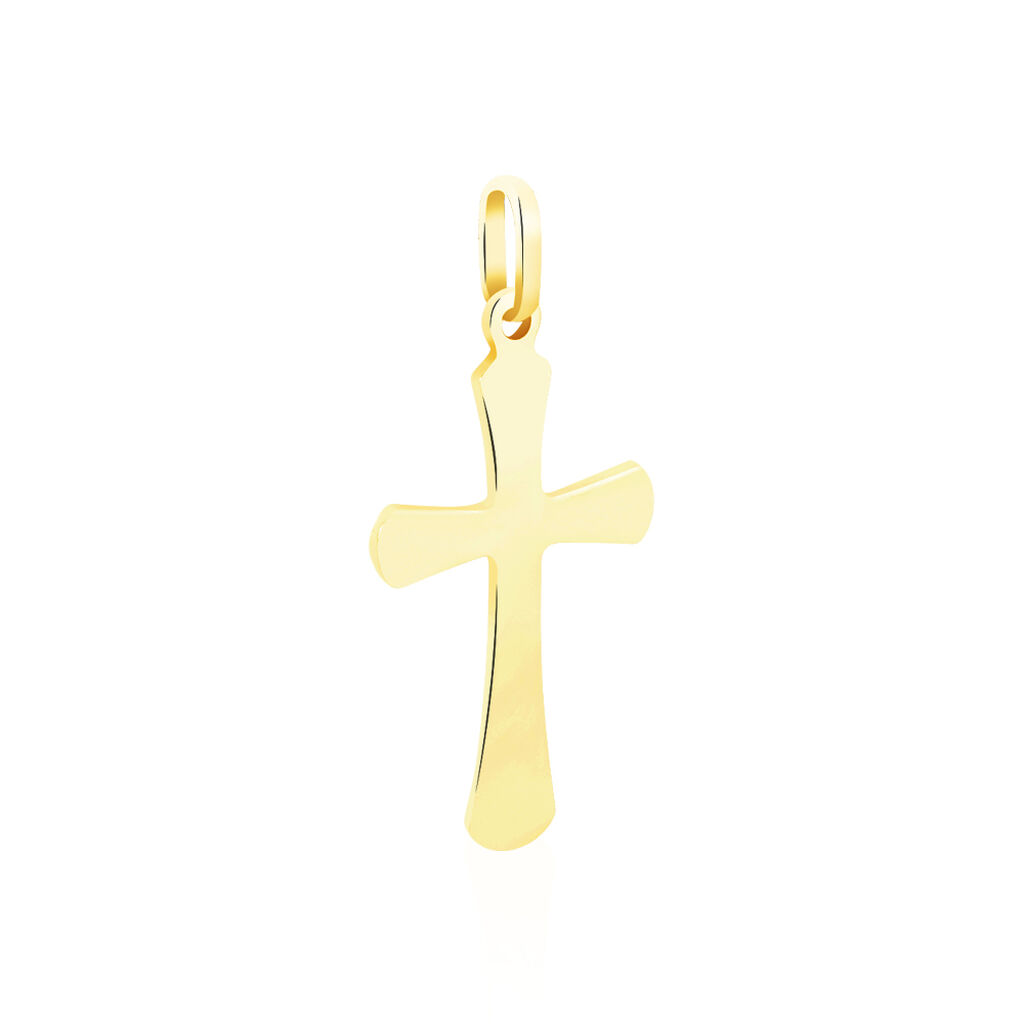 Pendentif Bathilde Croix Striee Or Jaune
