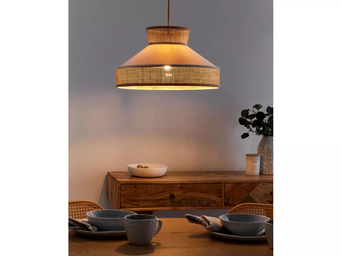 Lampe suspension BATALI Rotin Beige