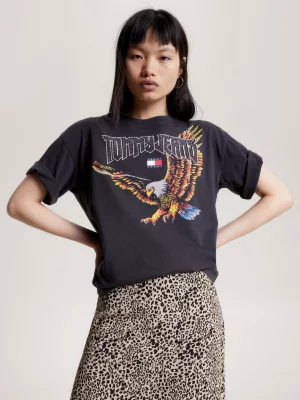 Camiseta oversized com estampa de águia