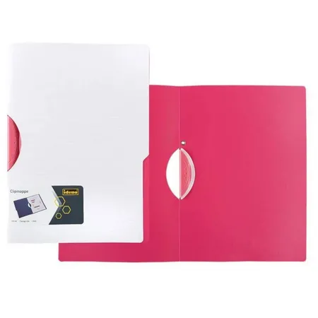 Idena Clipmappe, DIN A4, aus PP, zweifarbig, weiß/pink