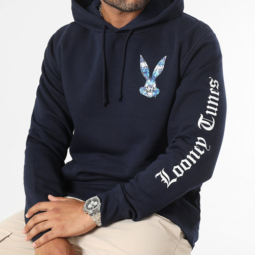 Sweat Capuche Sleeves Bugs Bunny Graffiti Blue Bleu Marine