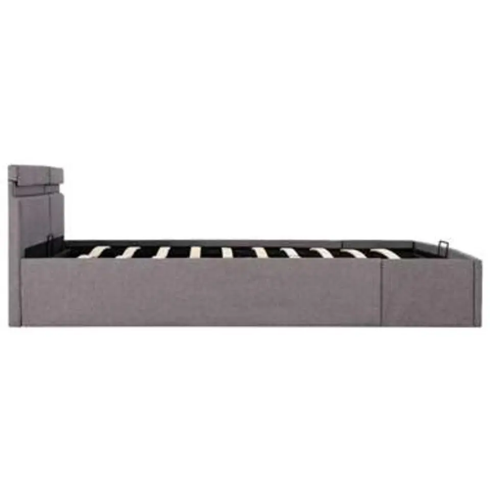 vidaXL - Bed met opbergruimte en LED - Hydraulische - Taupe - stof - 160x200 cm