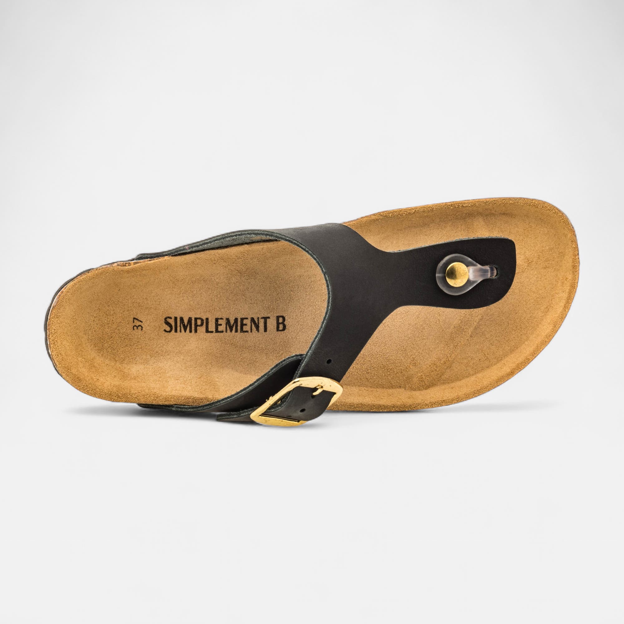 Mules semelle liège Femme en cuir noir