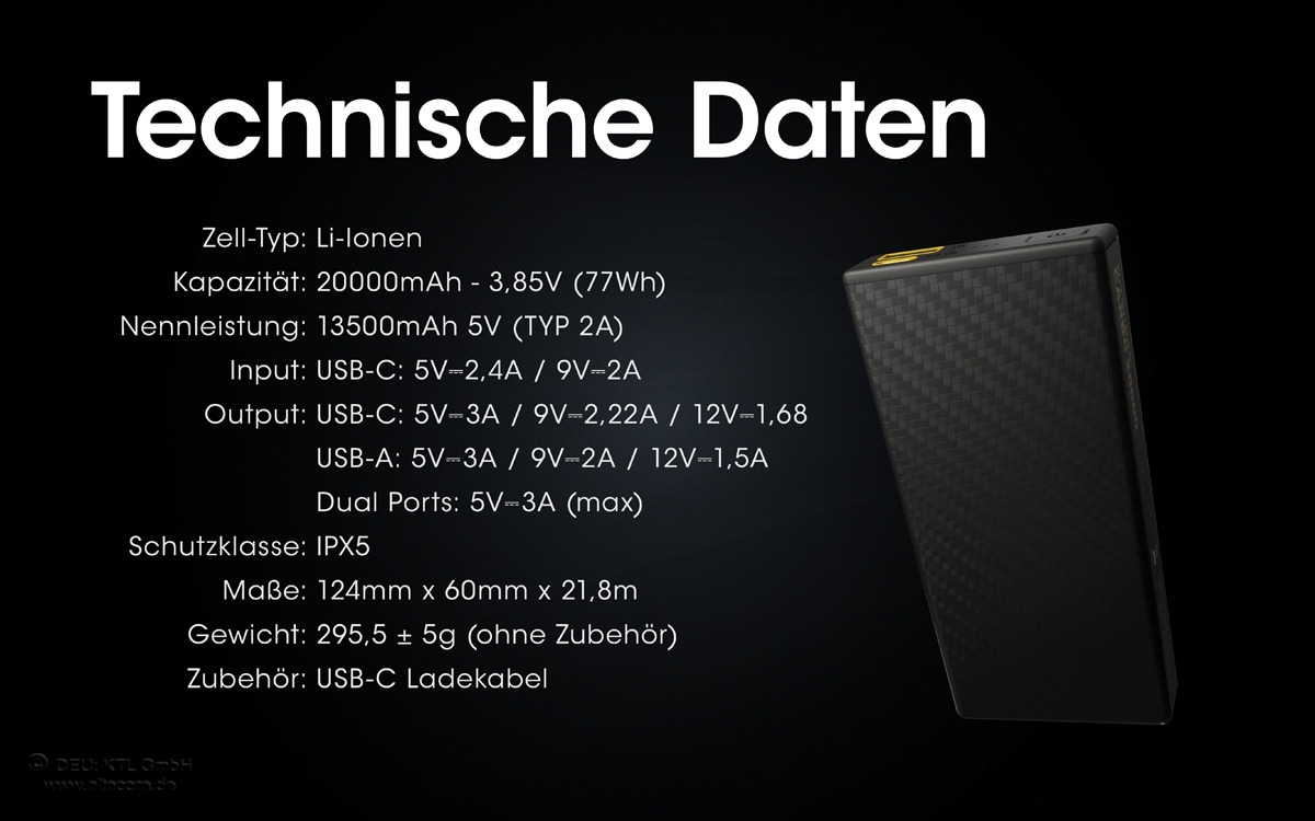 Nitecore Powerbank CARBO 20000 mAh