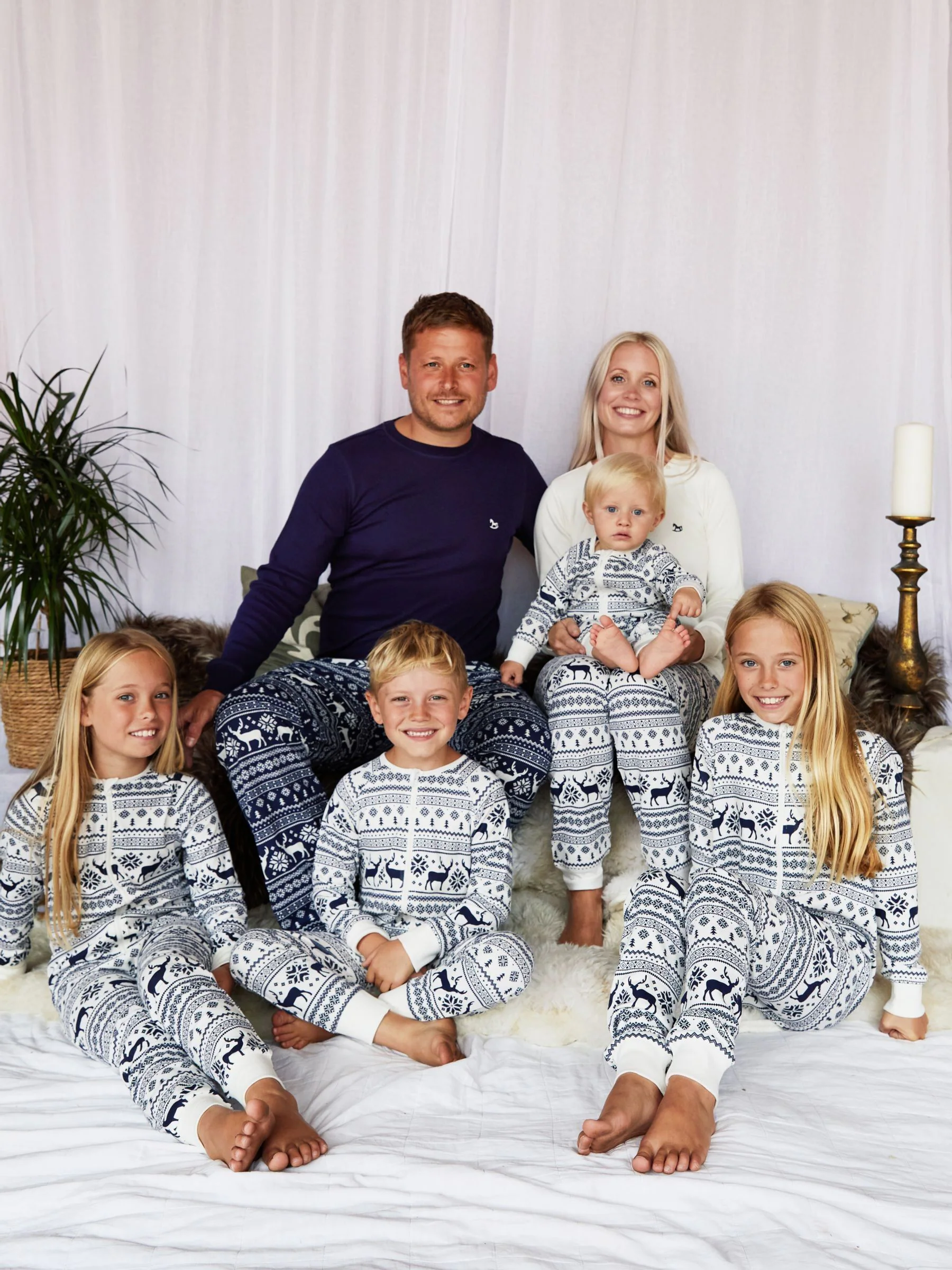 Crème - The Little Tailor - Baby-onesie van 100% katoen met rendier - kerst - fair isle-patroon