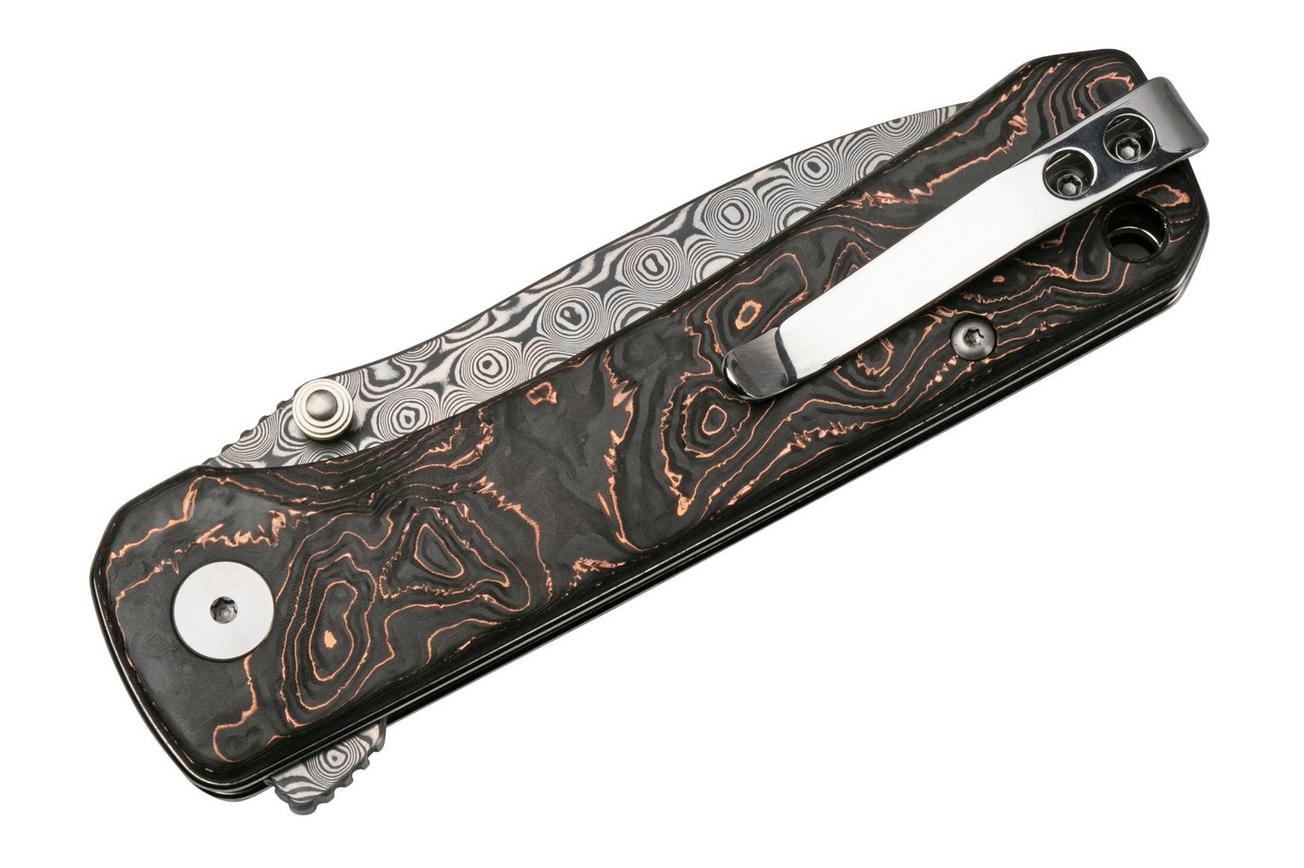 QSP Knife Hawk QS131-R Damascus, Copper Foil Carbonfiber zakmes