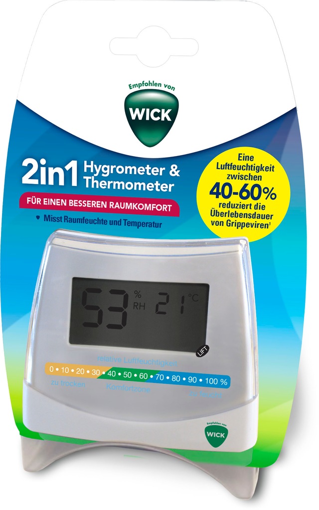 WICK Hygrometer »W70« 2-in-1 Hygrometer und Thermometer, inkl. 1,5V AAA Batterie