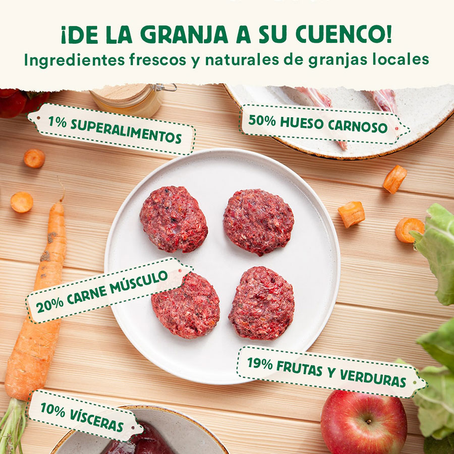 Pacote completo de dieta BARF para cães, sabor coelho.