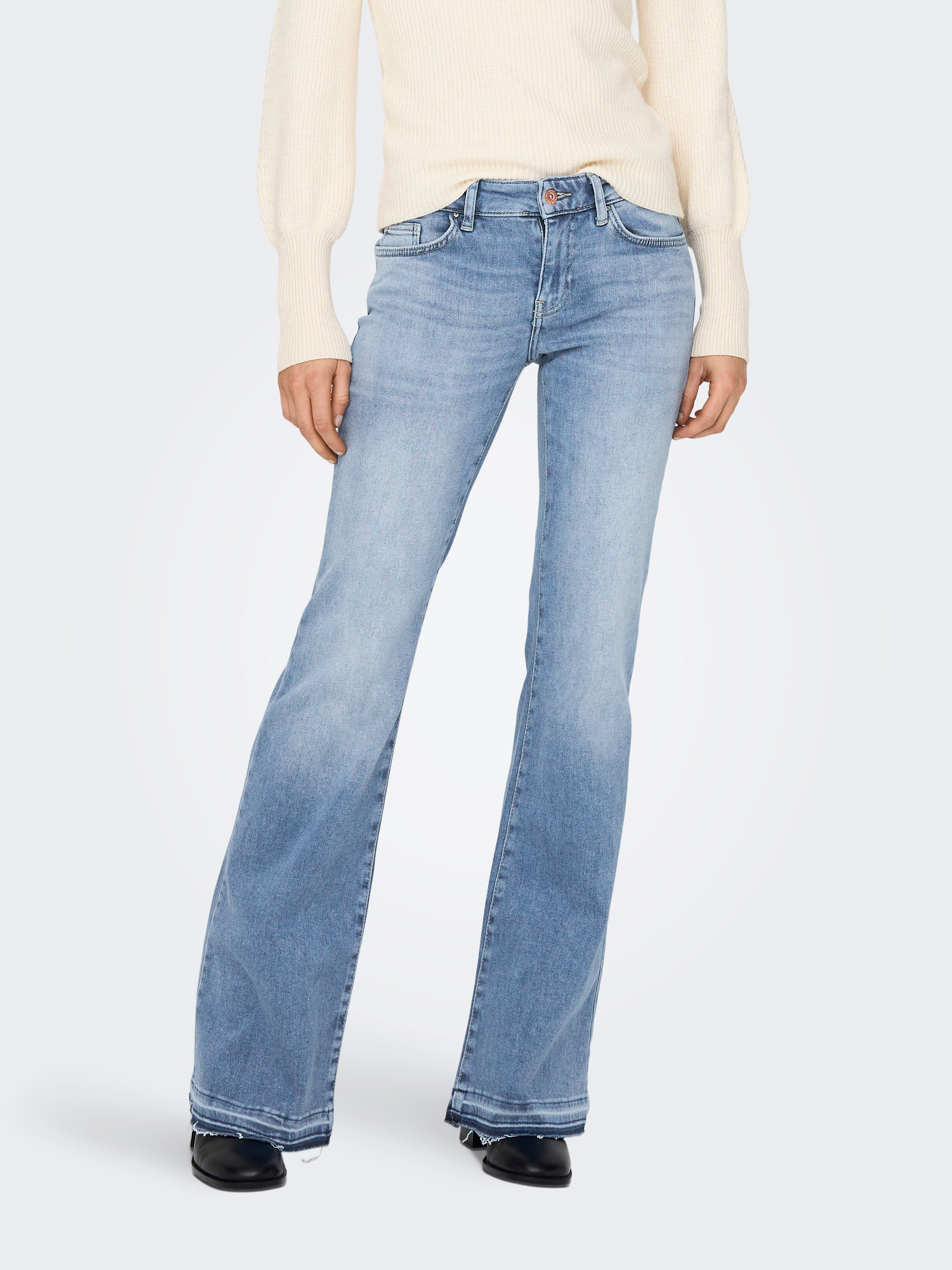ONLTIGER Niedrige Taille Weiter Beinschnitt Jeans Light Blue Denim