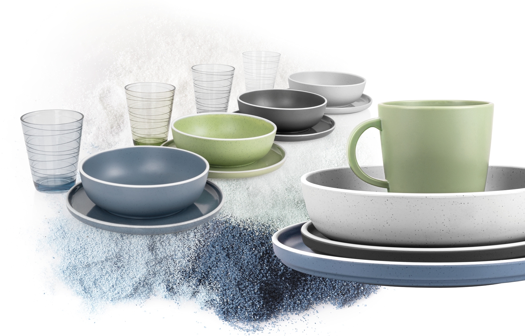 Brunner All Inclusive Dolomit buntes Melamingeschirrset 36 teilig 4 Personen