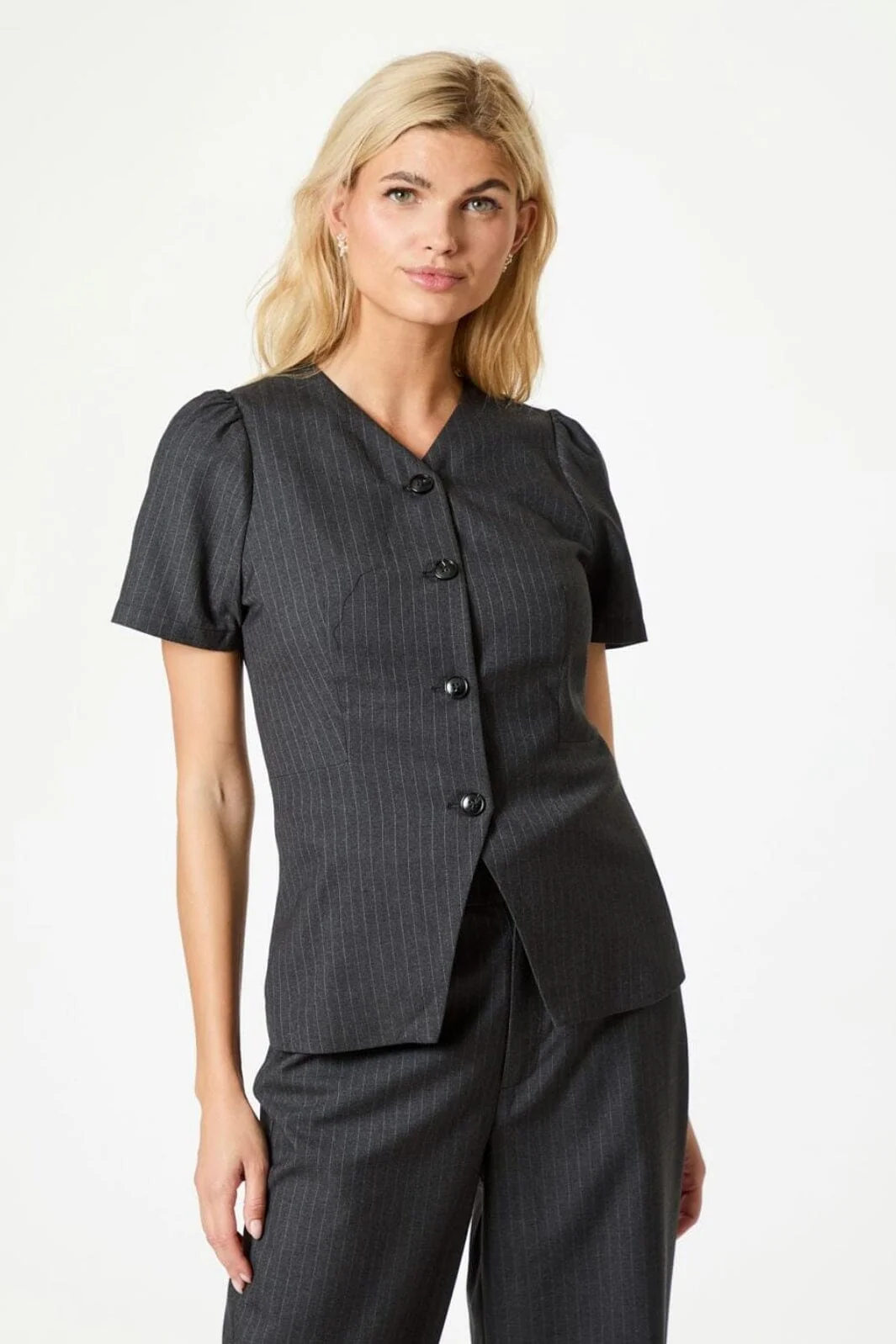 Neo Noir Jules Pinstripe Blouse
