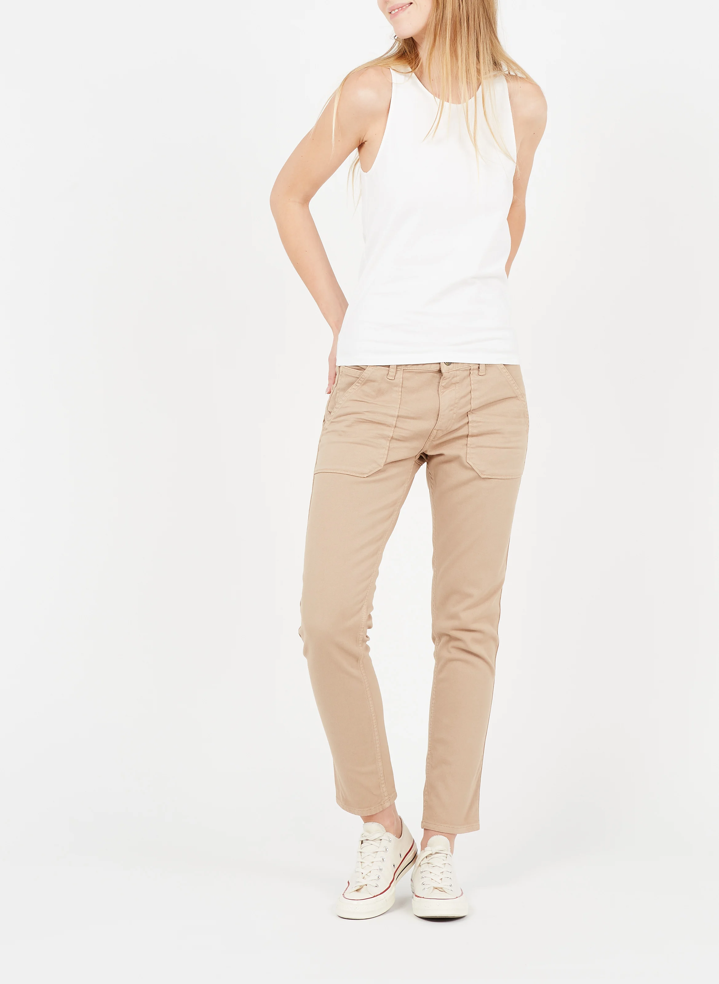 PIERCE - Jean slim en coton mélangé | Beige