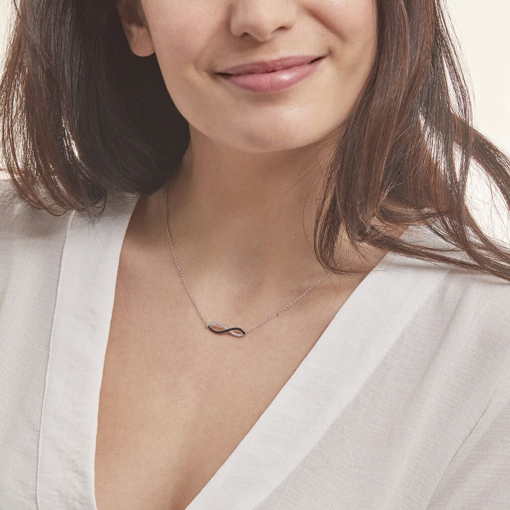 Collier Prudentia Argent Blanc Oxyde De Zirconium