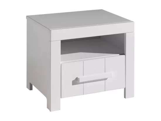 GASTON - Lit 90x200cm avec Sommier + Chevet + Armoire 2P